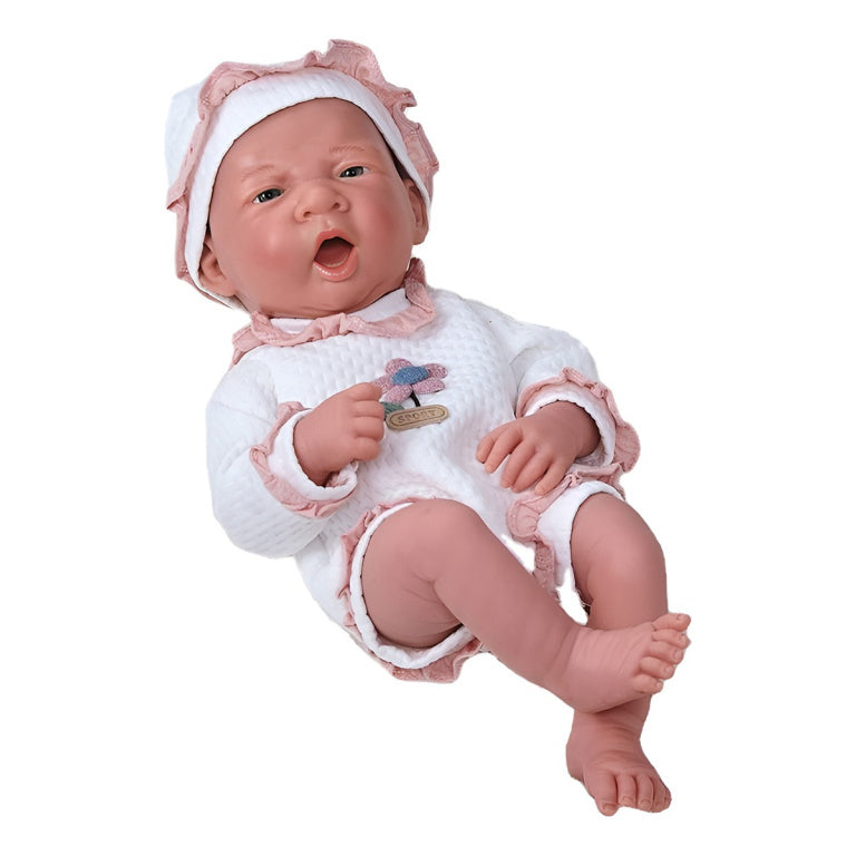 Realistic baby doll with lifelike features for play