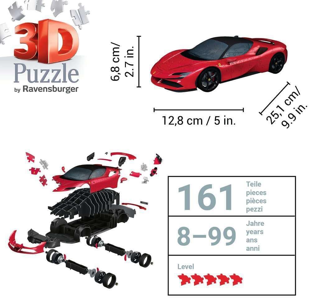 Red Ferrari SF90 3D Puzzle