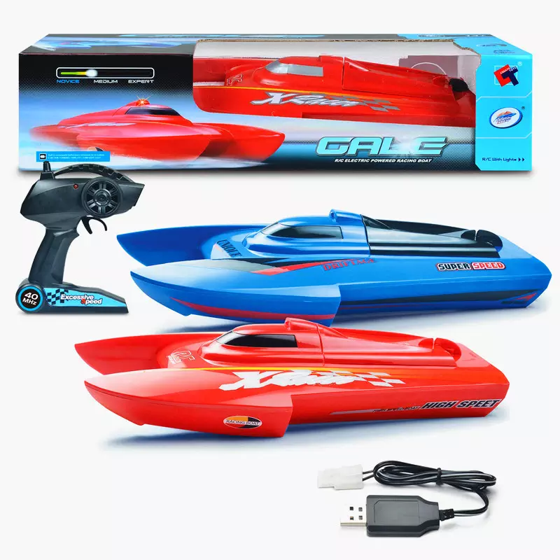Red remote control boat
