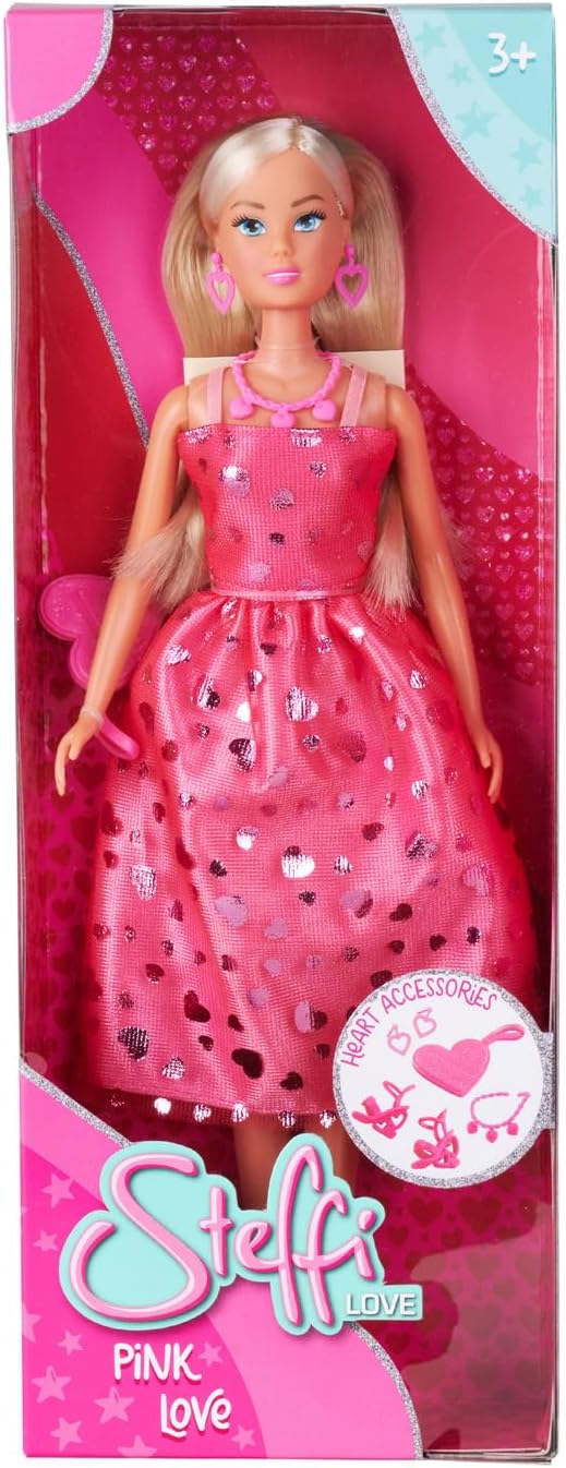Steffi Love Pink Dressing Doll in Pink Glitter Dress with Heart Shaped Accessories Steffi LOVE Yallatoys