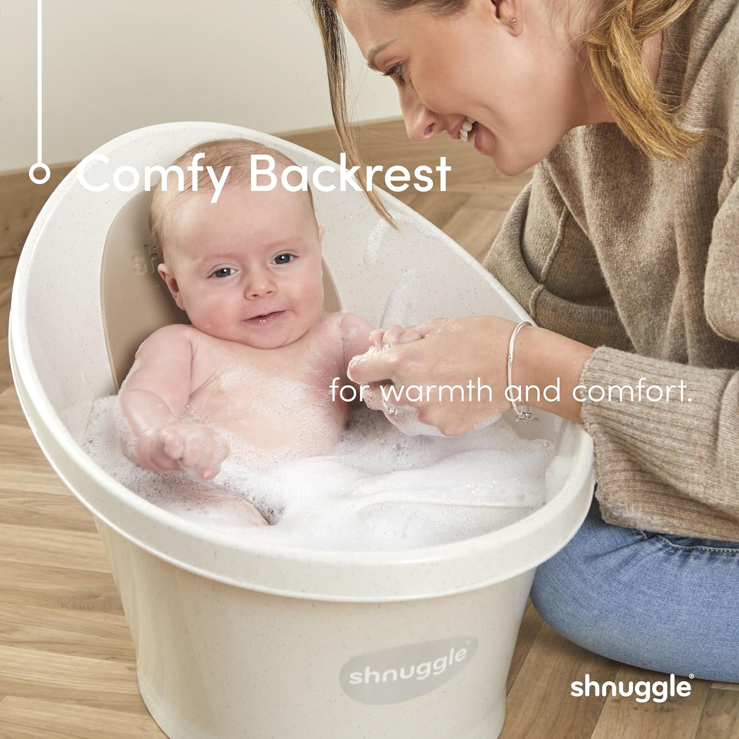 Shnuggle Newborn Baby Bath with Plug- Pebble Grey
