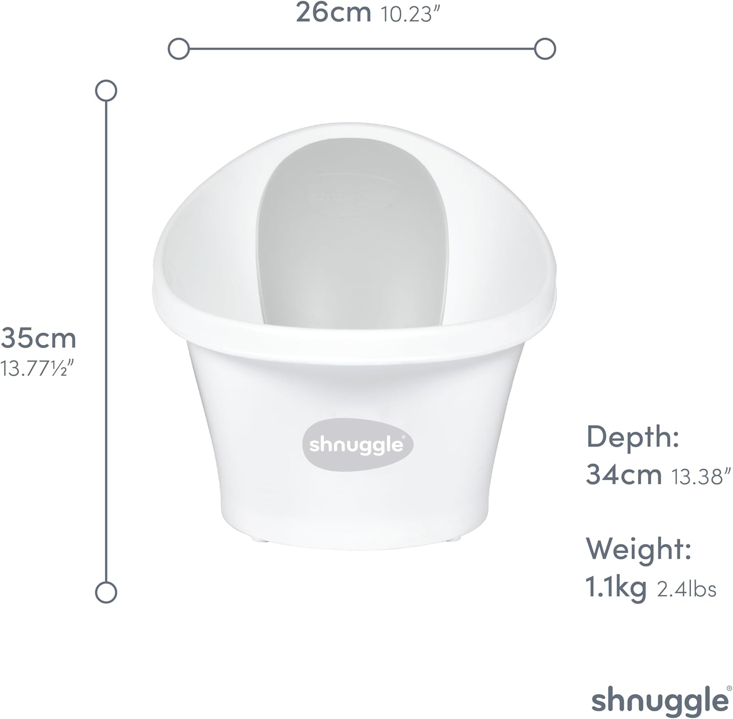 Shnuggle Bath Tube with Plug Taupe