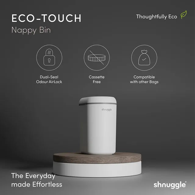 Shnuggle Eco Touch Nappy Bin with Dual Seal Airlock - White