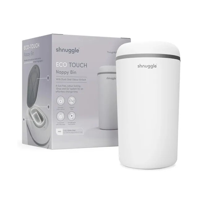 Shnuggle Eco Touch Nappy Bin with Dual Seal Airlock - White