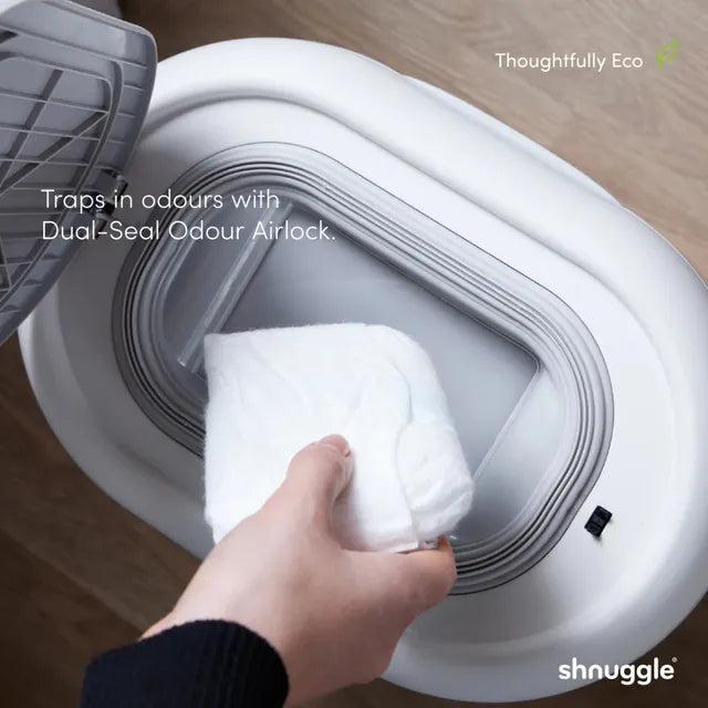 Shnuggle Eco Touch Nappy Bin with Dual Seal Airlock - White