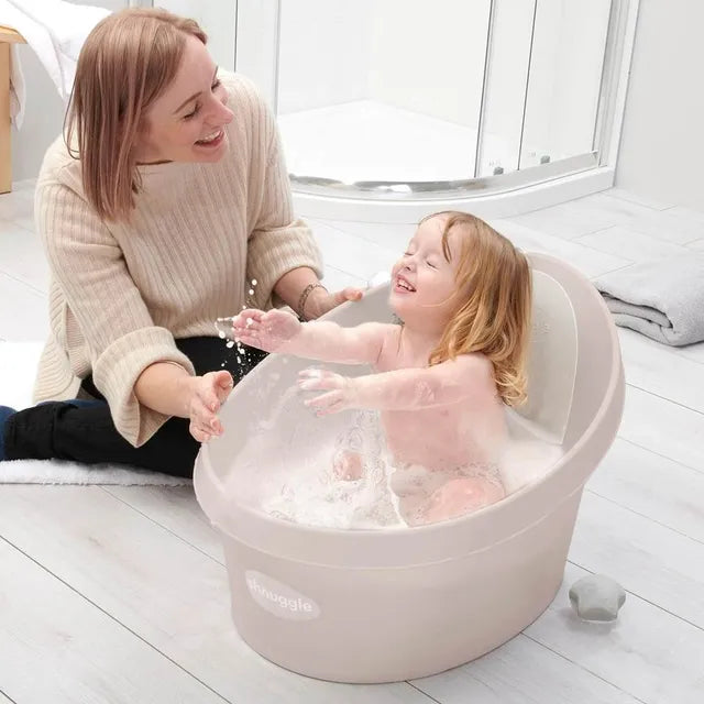 Shnuggle Toddler Bath Tub with Plug and Seat Support Taupe Shnuggle Yallatoys