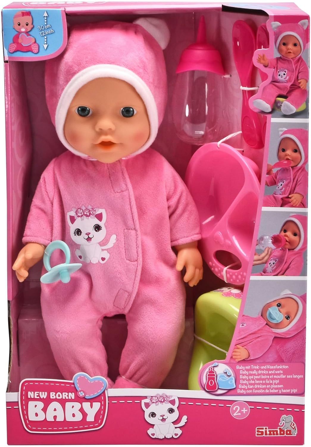 Simba New Born Baby Kitty Onesie Vinyl Doll with Drink and Moisture Function Simba Toys Yallatoys