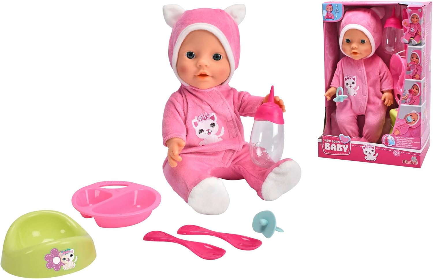 Simba New Born Baby Kitty Onesie Vinyl Doll with Drink and Moisture Function Simba Toys Yallatoys