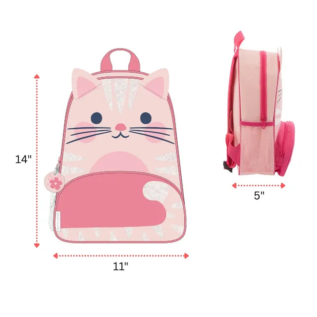 Stephen Joseph Pink Cat Sidekick Backpack Pink 14 Inch