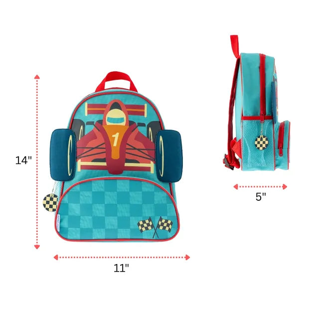 Stephen Joseph Race Car Sidekick Backpack Blue 14 Inch