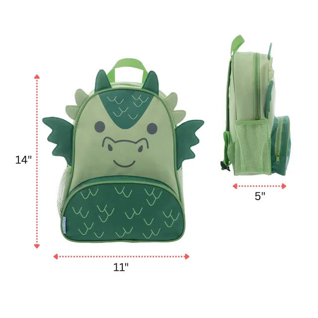 Stephen Joseph Dragon Sidekick Backpack Green 14 Inch