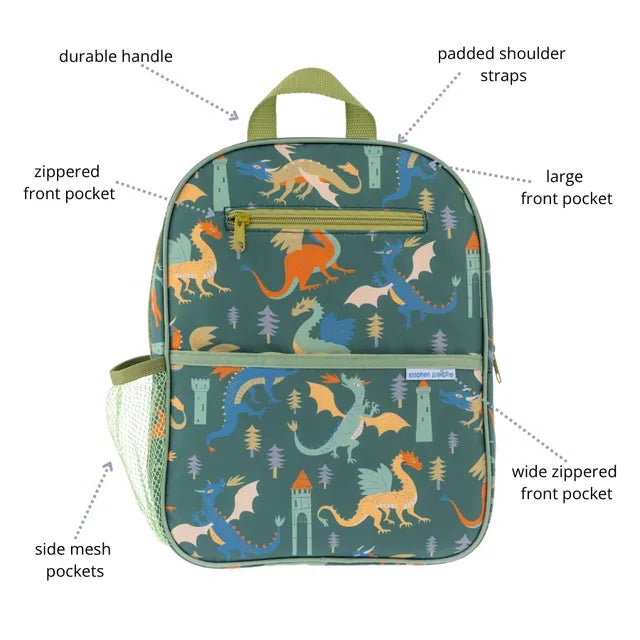 Stephen Joseph Dragon Junior Backpack Green 13 Inch