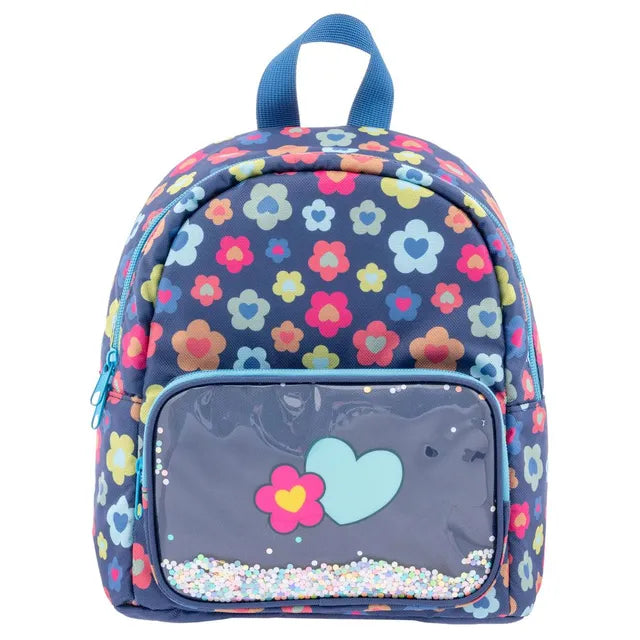 Stephen Joseph Flower Mini Glitter Backpack Blue 10 Inch