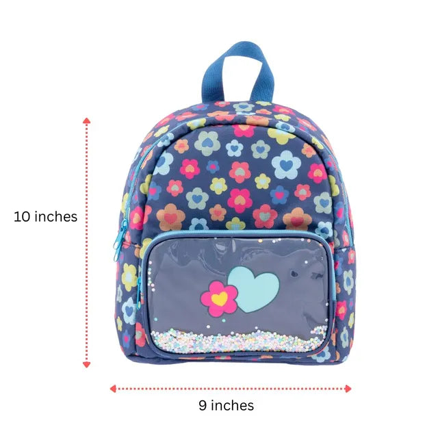Stephen Joseph Flower Mini Glitter Backpack Blue 10 Inch