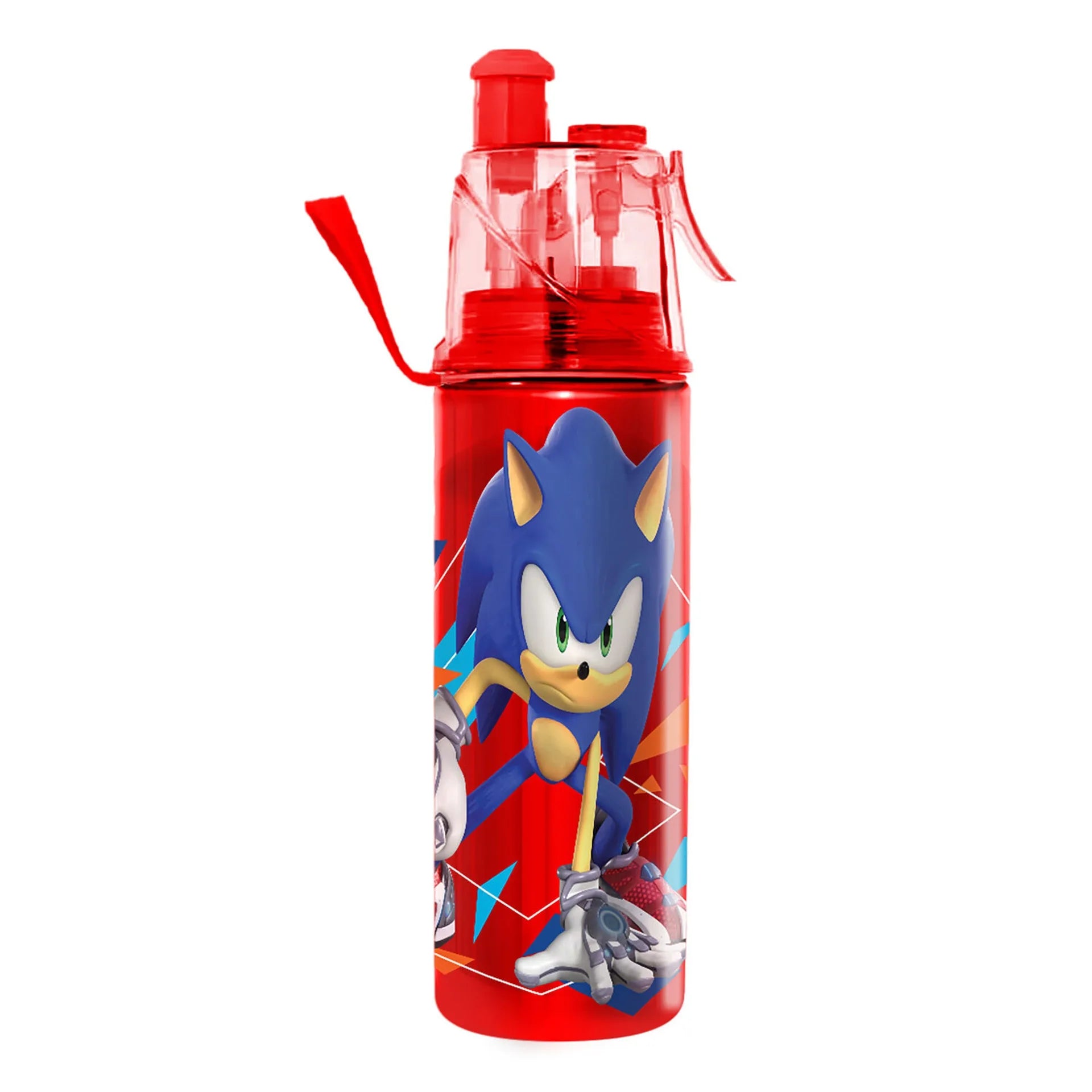 Sonic The Hedgehog Transparent Water Bottle 600ml with Spray Water