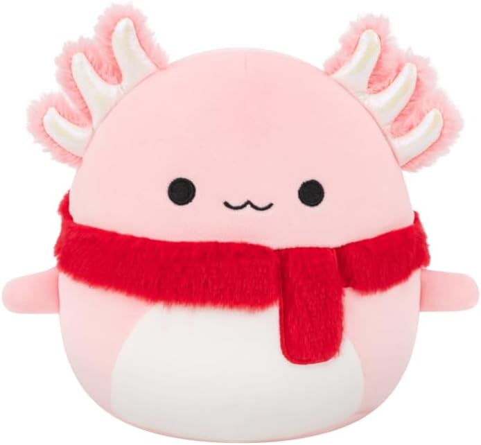 Squishmallows the Pink Axolotl with Fuzzy Scarf - Archie Plush 30cm