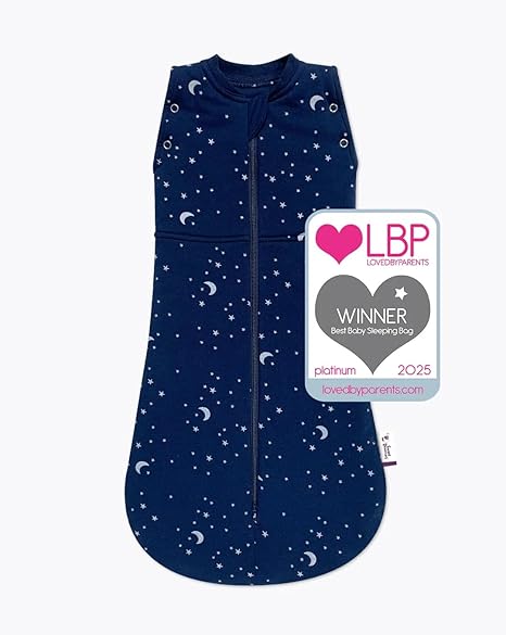 Sweet Dreamers Organic Cotton Baby Sleeping Bag Blue Moon and Stars 2.5 Tog 0 to 3months Sweet Dreamers Yallatoys