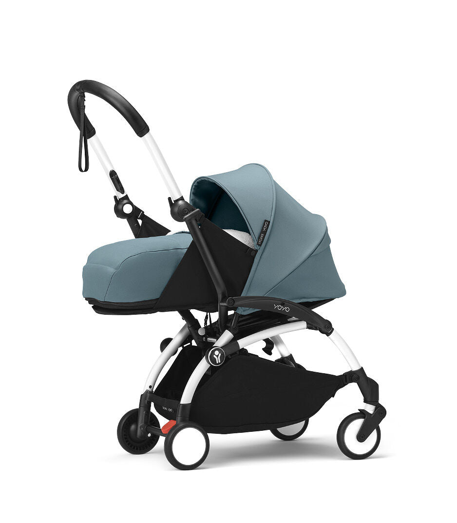 Stokke YOYO³ Frame White With Newborn Pack Aqua Stokke Yallatoys