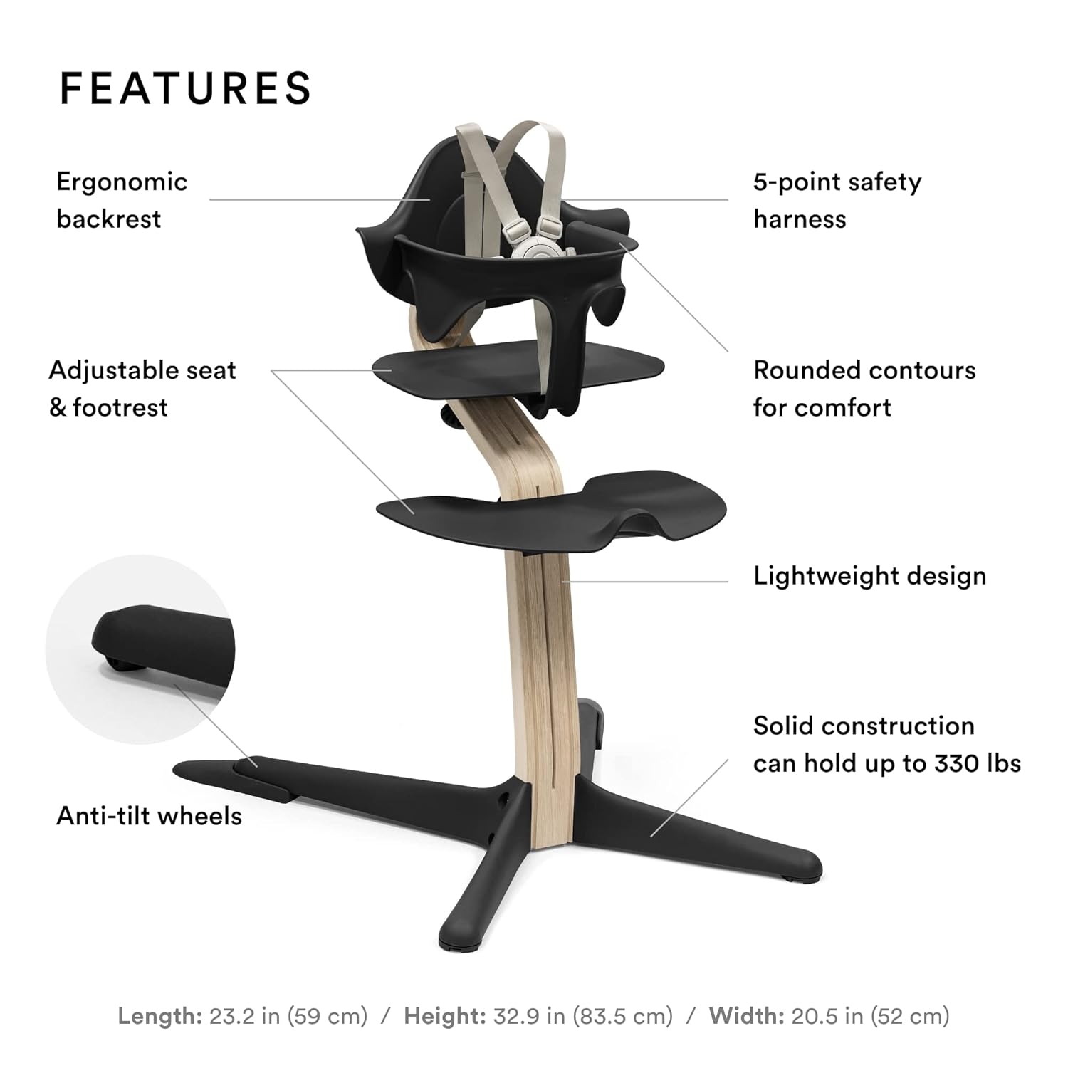 Stokke Nomi Baby Chair Black with Black Baby Set Stokke Yallatoys