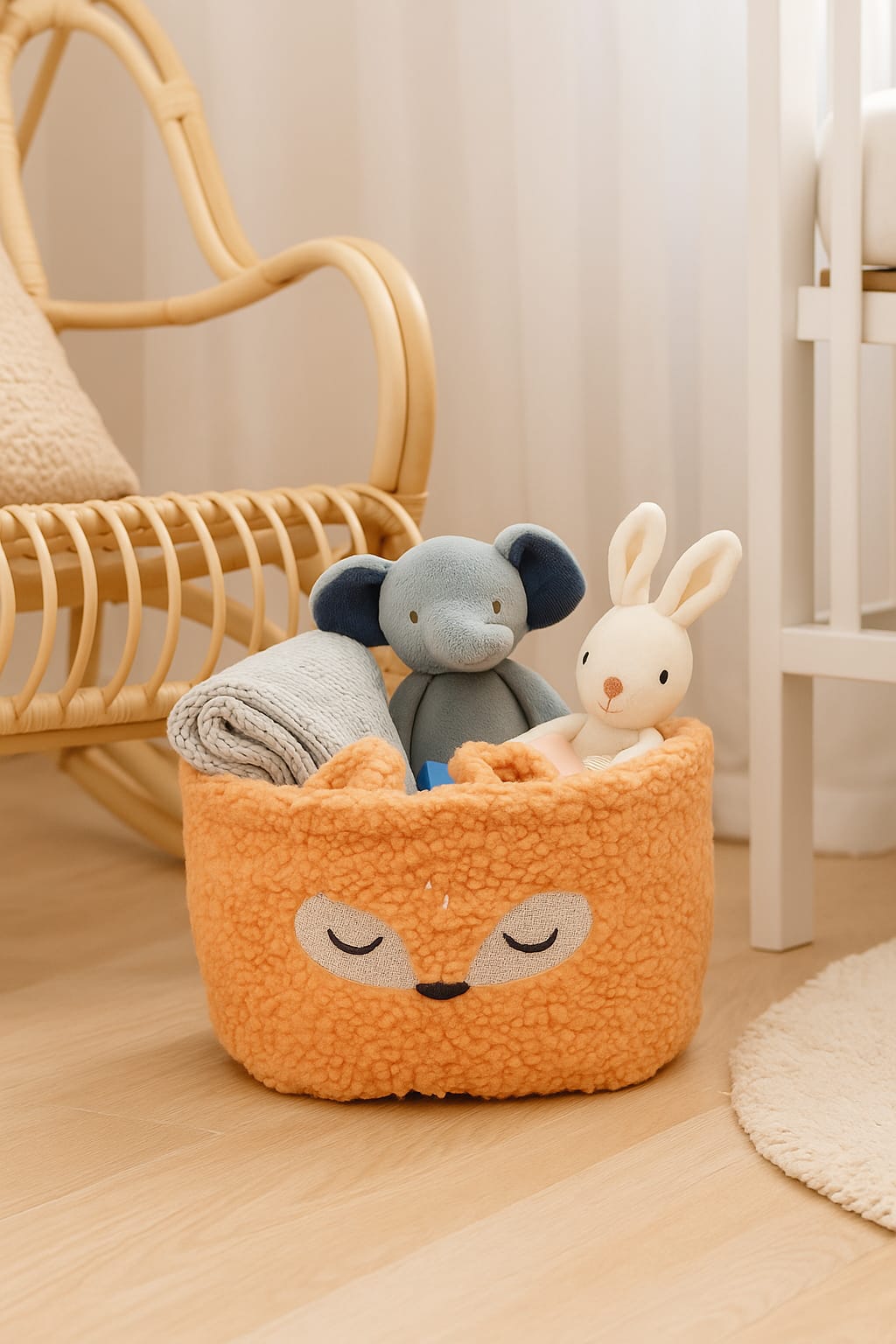 Sherpa Fabric Fox Storage Bin