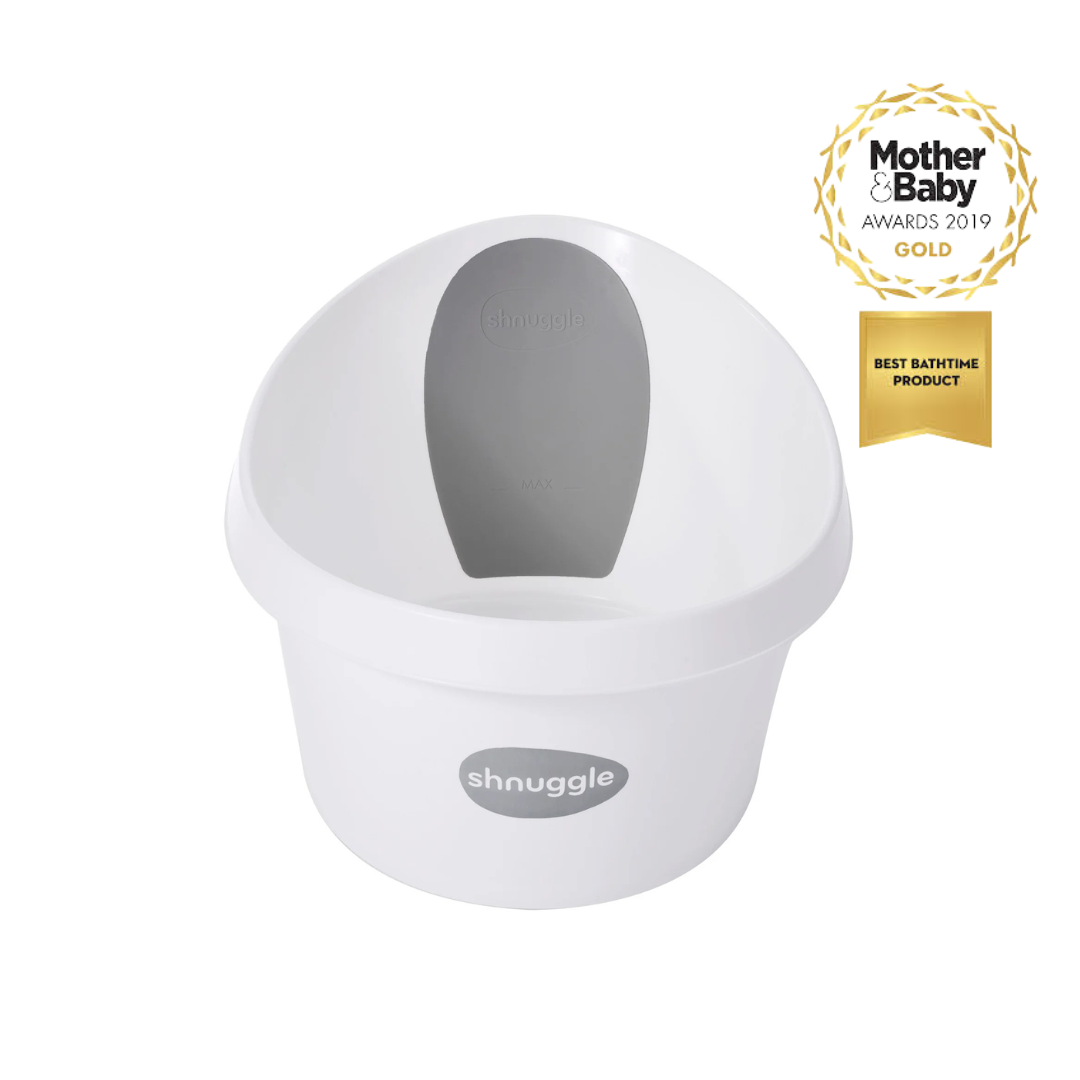 Shnuggle Toddler Bath Tub with Plug and Seat Support White Shnuggle Yallatoys