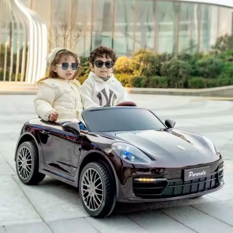 Silver Porsche battery powered toy car