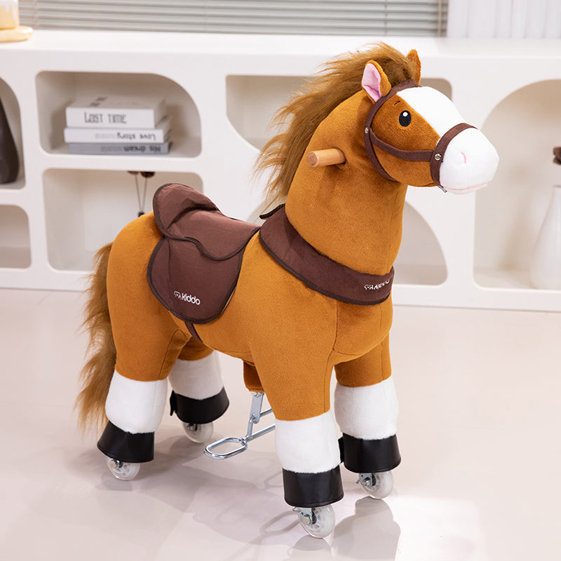 Small brown plush kids rocking horse