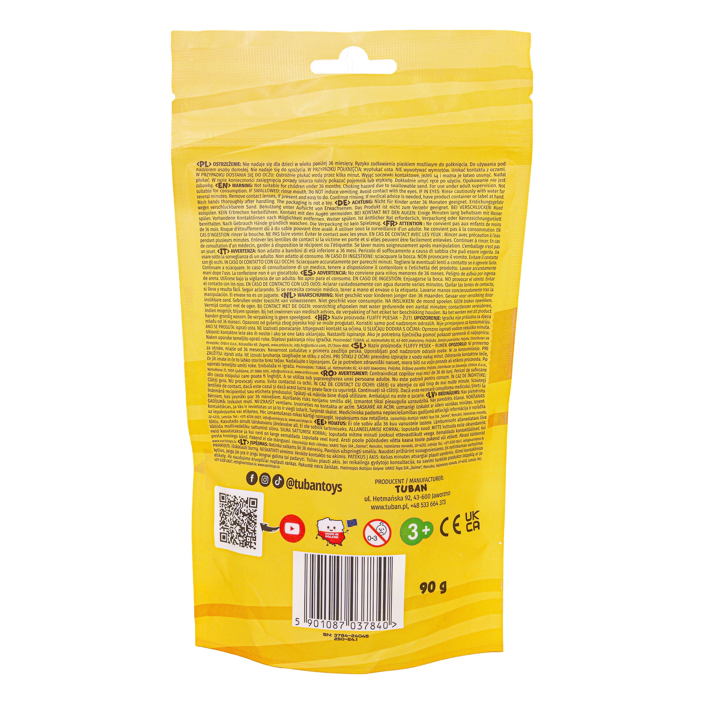 Tuban Fluffy Sand 90g Yellow Tuban Yallatoys