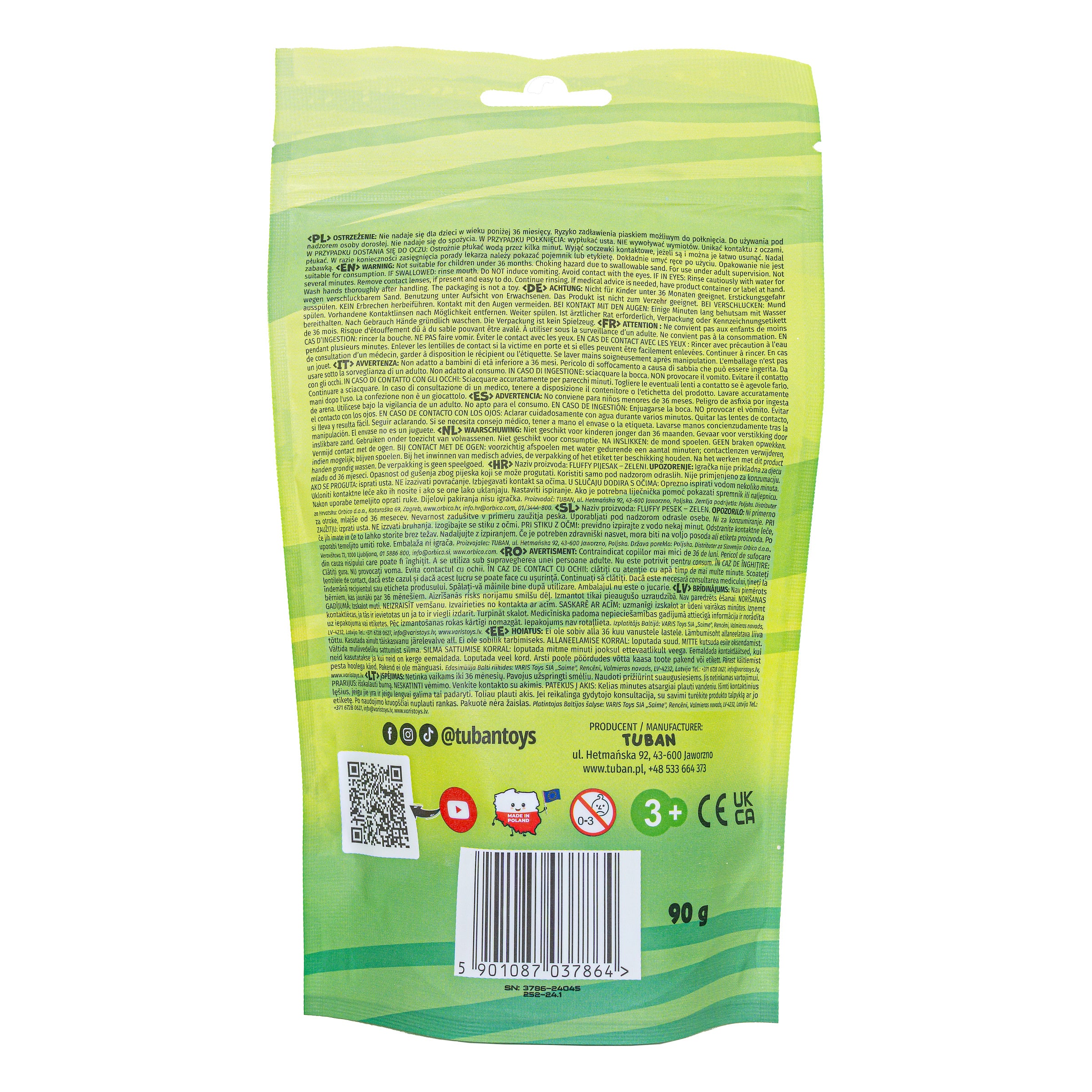 Tuban Fluffy Sand 90g Green Tuban Yallatoys