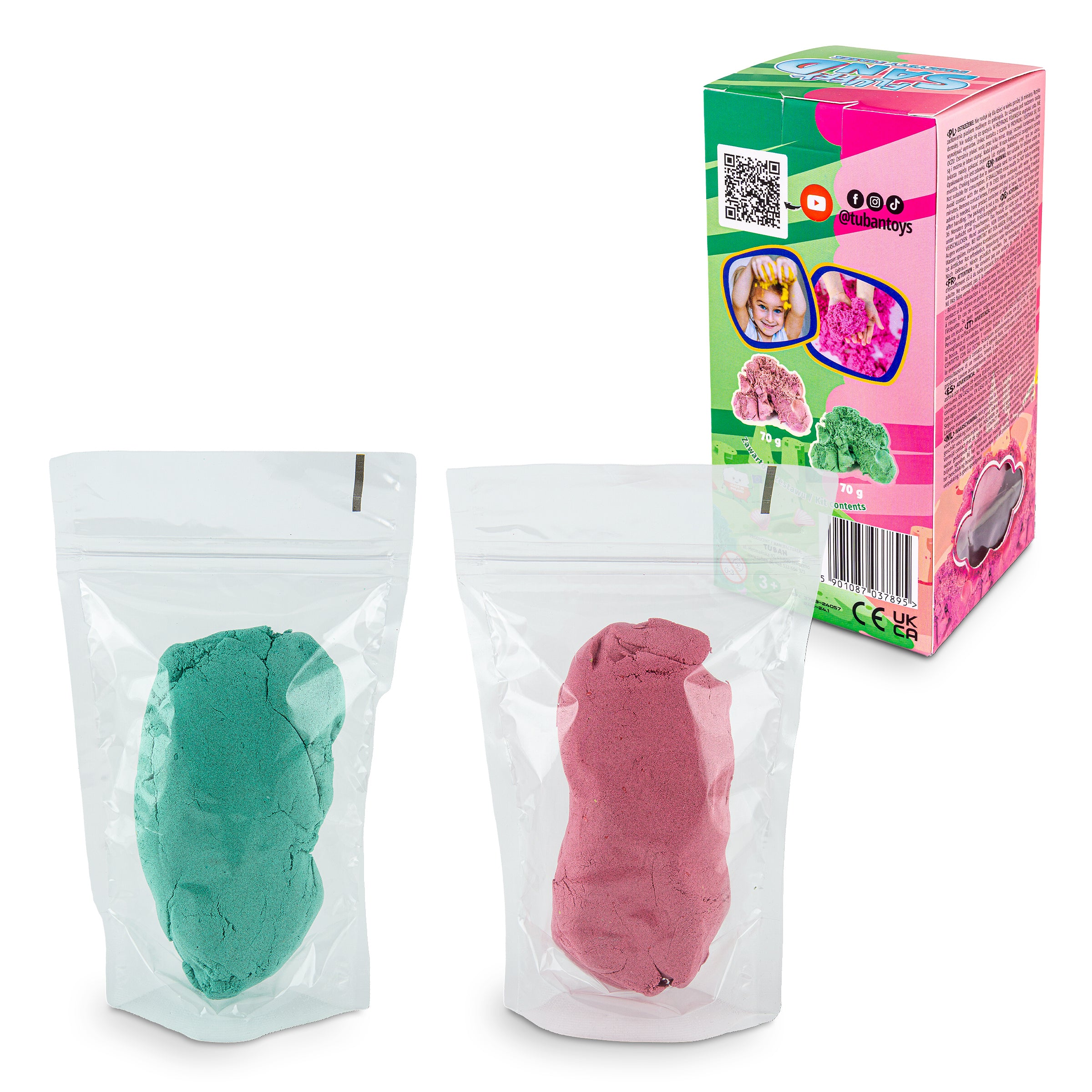 Tuban Set Fluffy Sand 70g Pink and Green Tuban Yallatoys