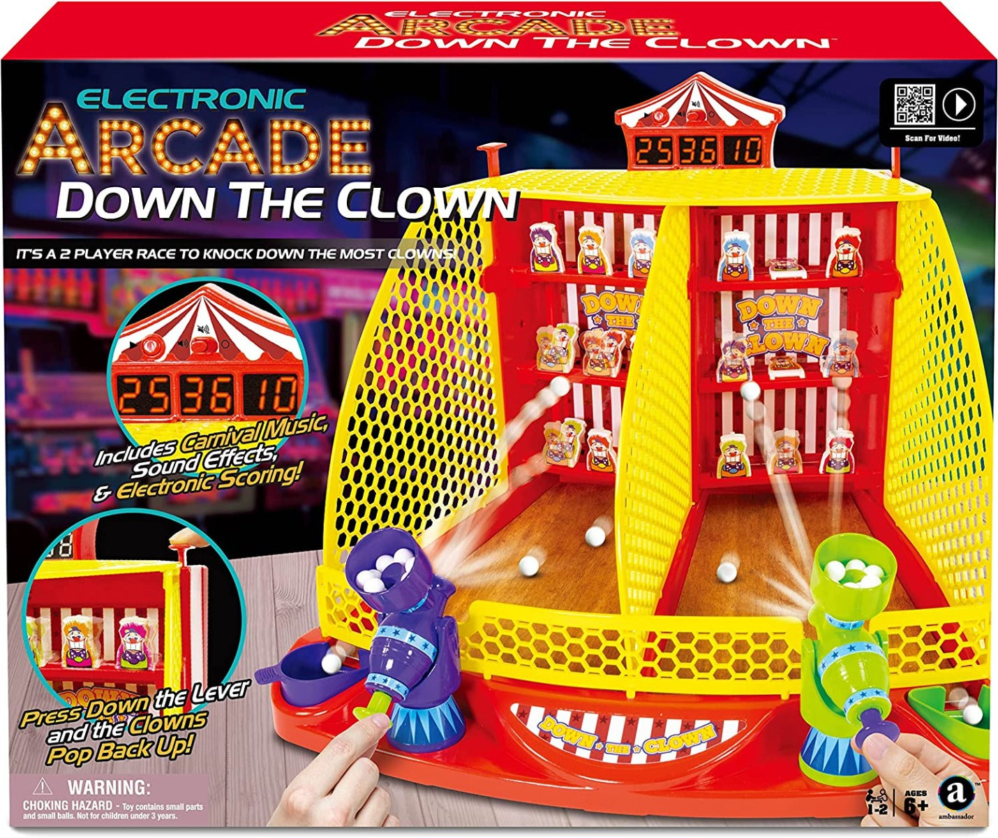 Tabletop Arcade Clown Toss Game