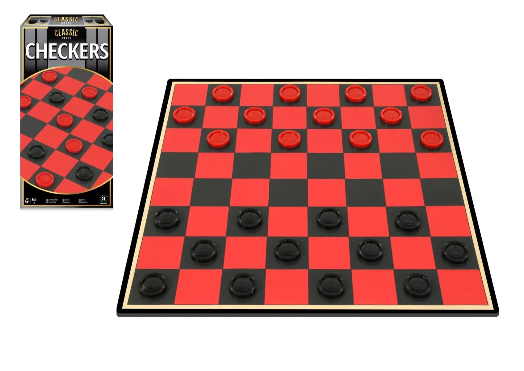 Traditional Red Black Checkers Set