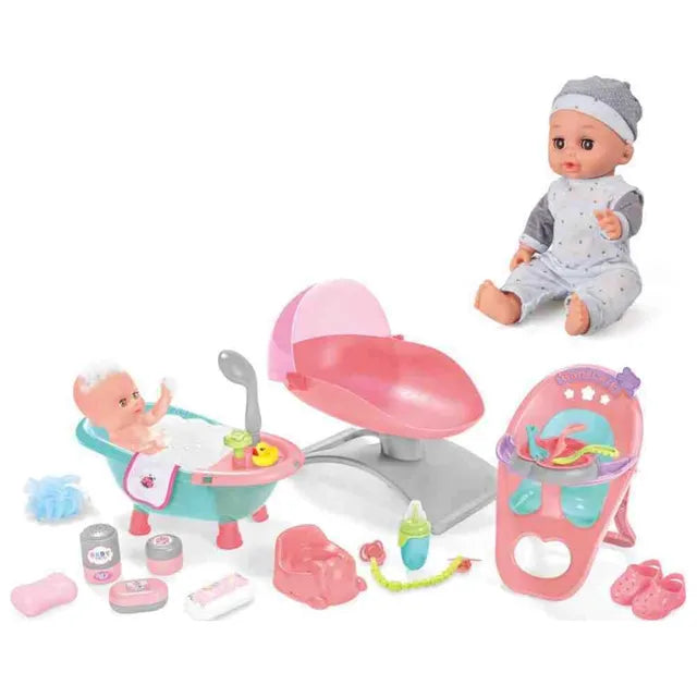 Vdora 3-In-1 Baby Doll Playset with Accessories 17Pcs