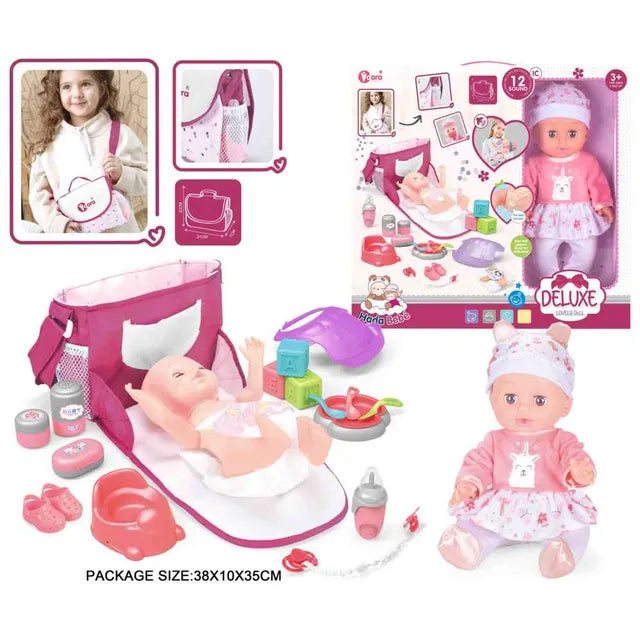 Vdora Dolls Baby Doll with Backpack and Accessories- 16 Pcs