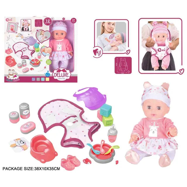 Vdora Dolls Baby Girl Doll with Sleeping Bag and Accessories - 17 Pcs