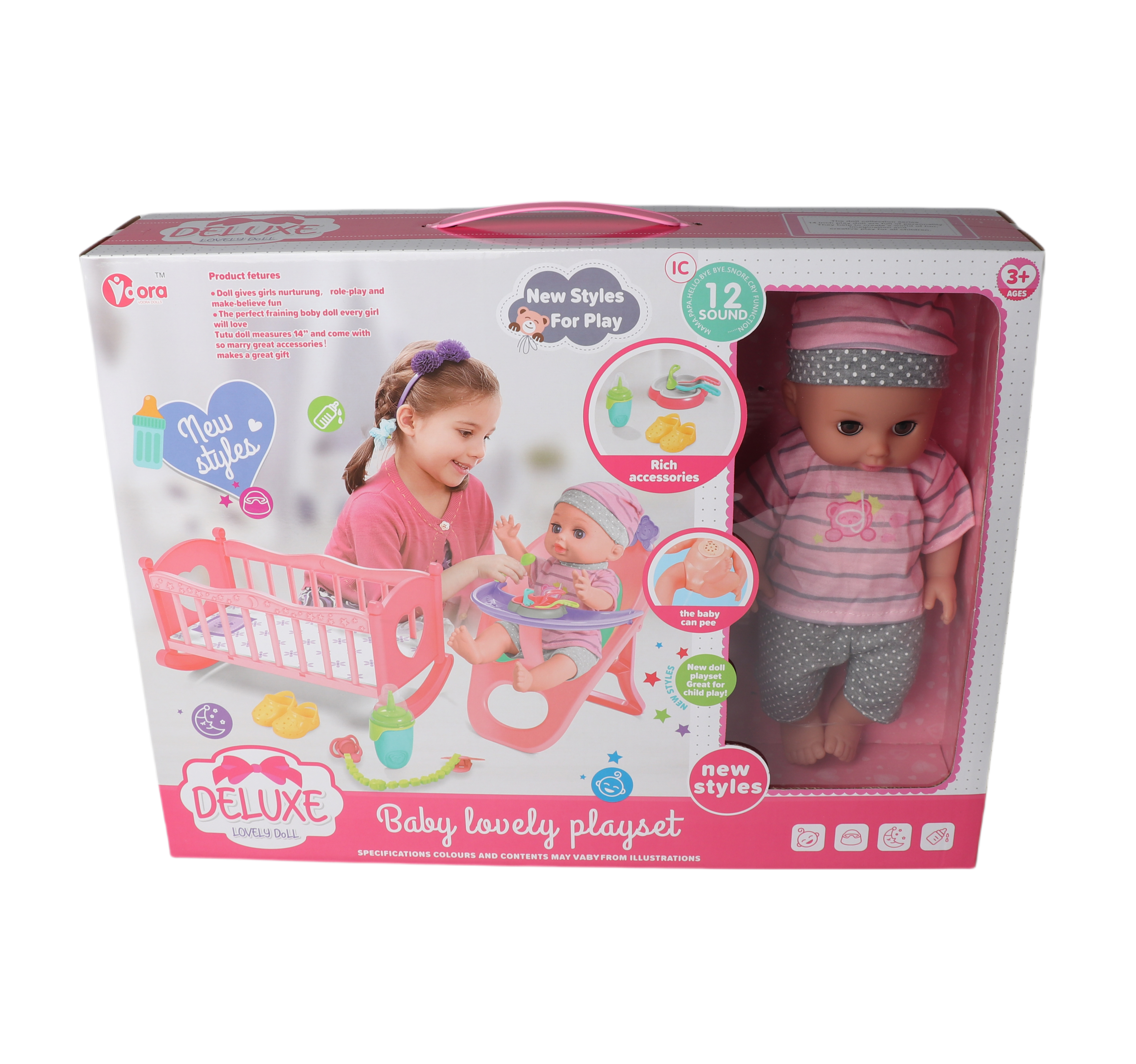Vdora Dolls Baby Doll Feeding and Cradle Playset 14 Inch Vdora Yallatoys