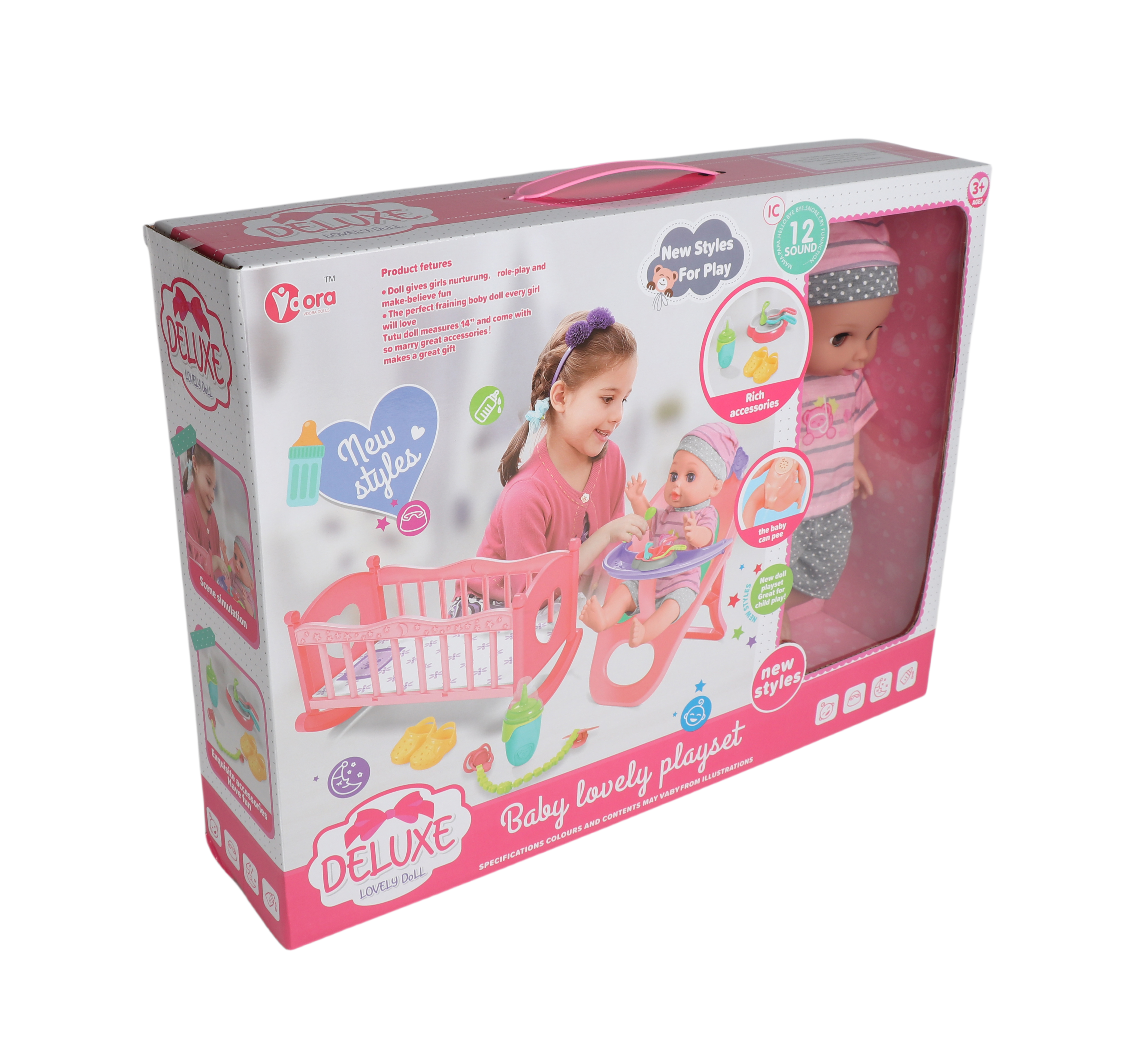 Vdora Dolls Baby Doll Feeding and Cradle Playset 14 Inch Vdora Yallatoys
