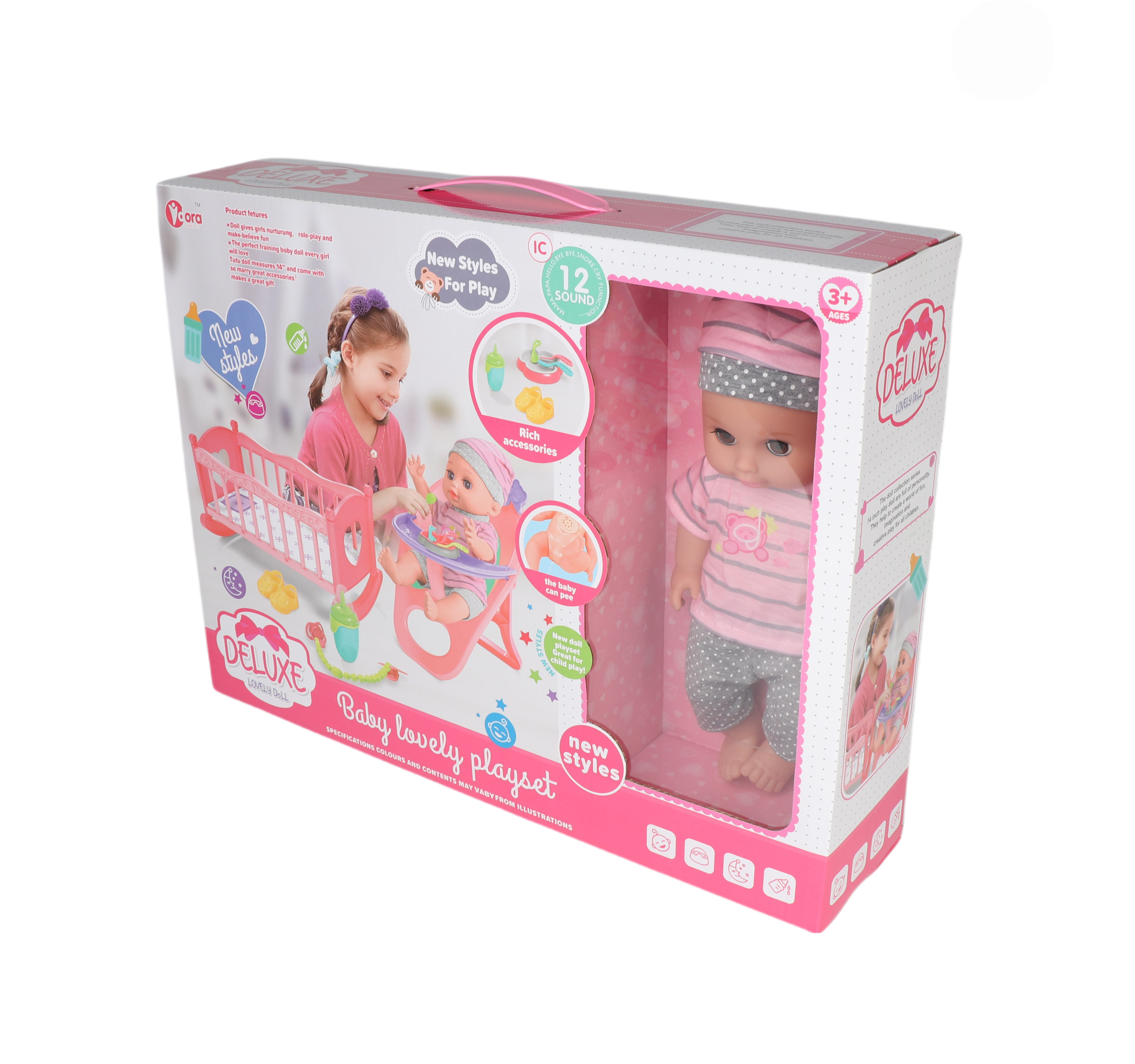 Vdora Dolls Baby Doll Feeding and Cradle Playset 14 Inch Vdora Yallatoys