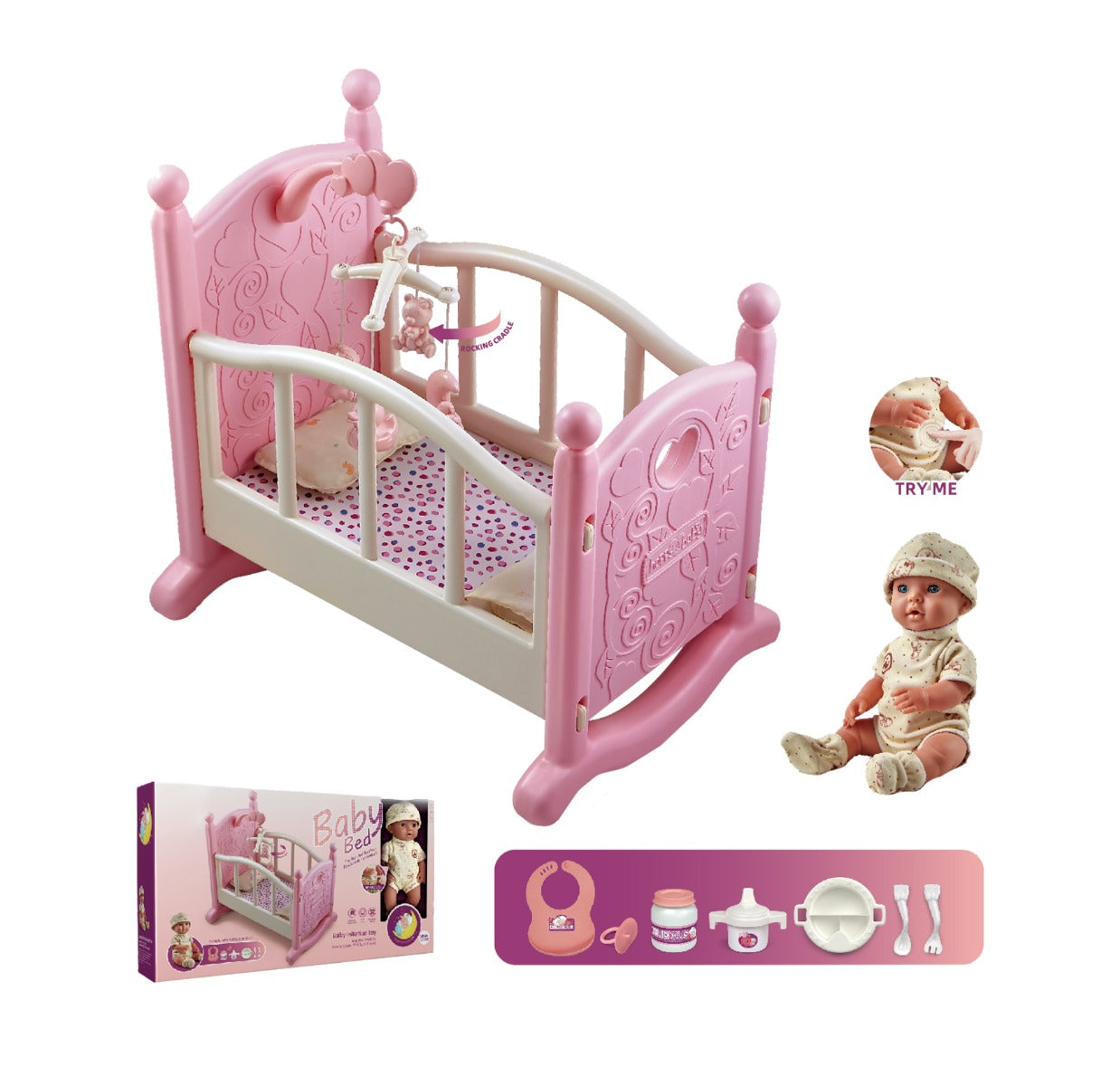 Wanderlong baby doll with crib set for kids