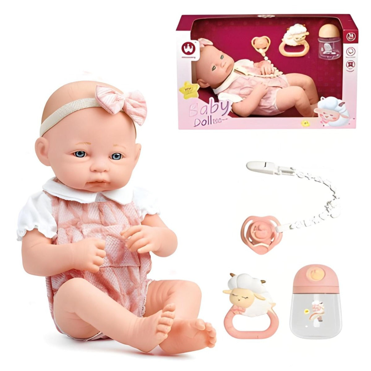 Wanderlong baby doll with pacifier and rattle for kids