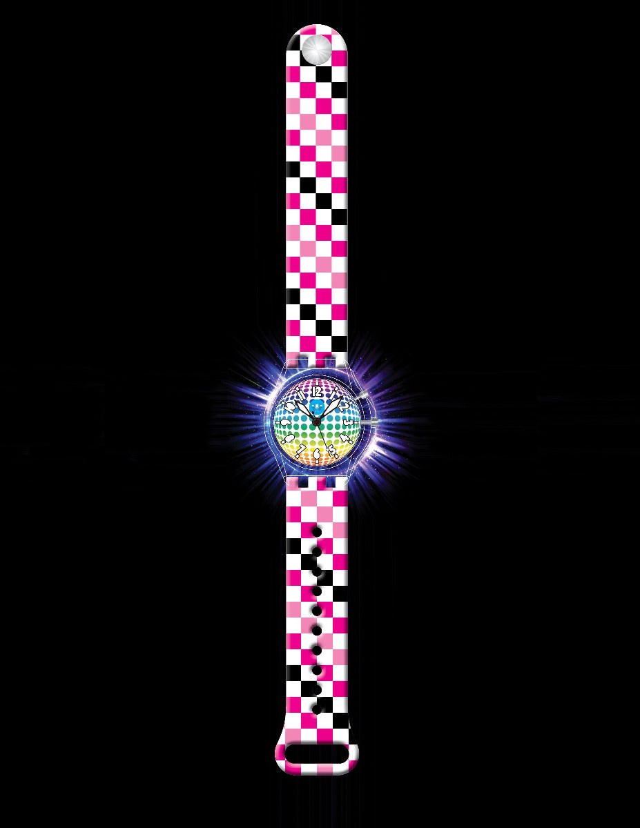 Watchitude Glow Light Up Watch Pink Checkers