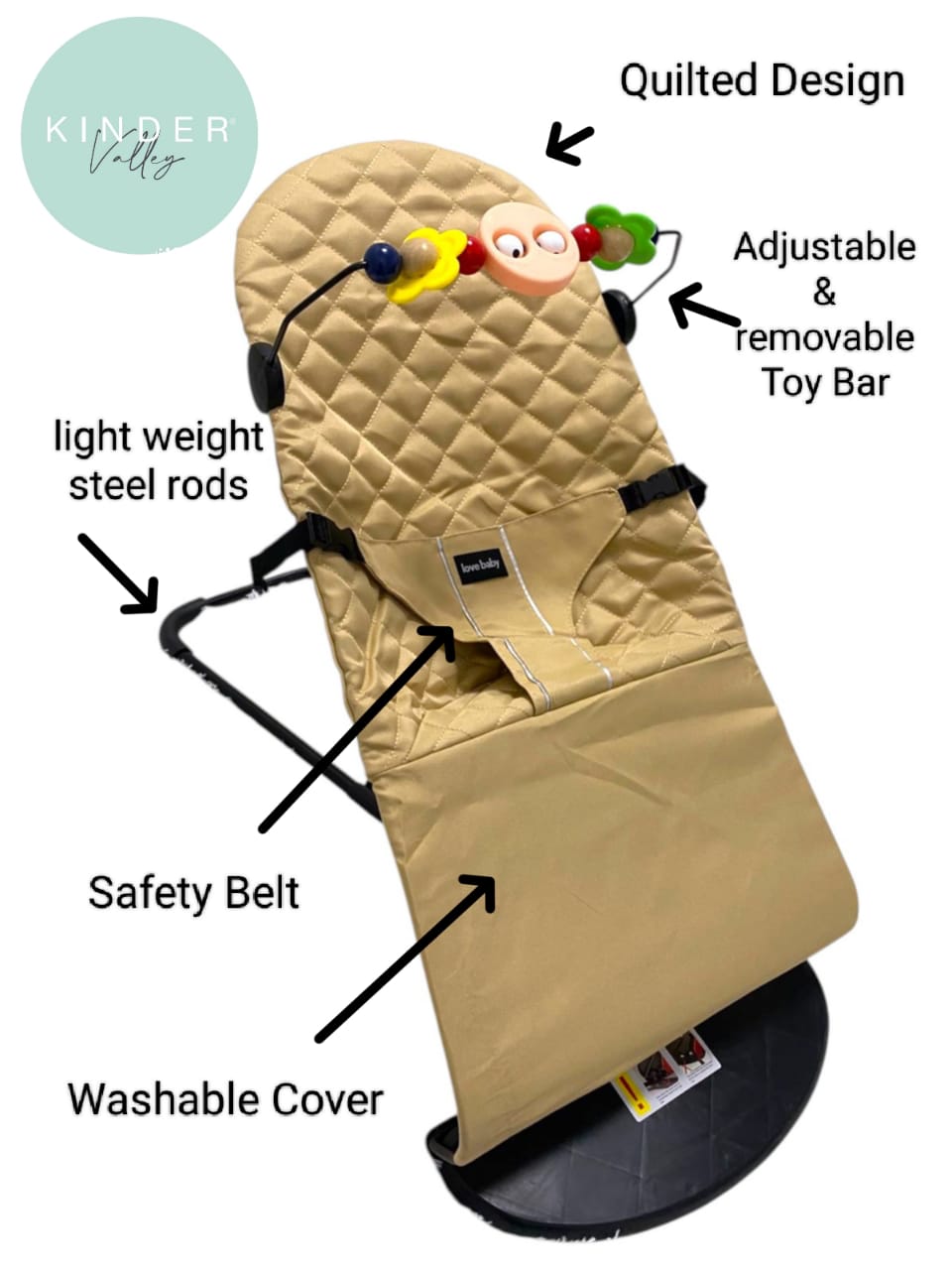 Kinder Valley Light Weight Snuggle Bouncer with Toys Black Kinder Valley Yallatoys