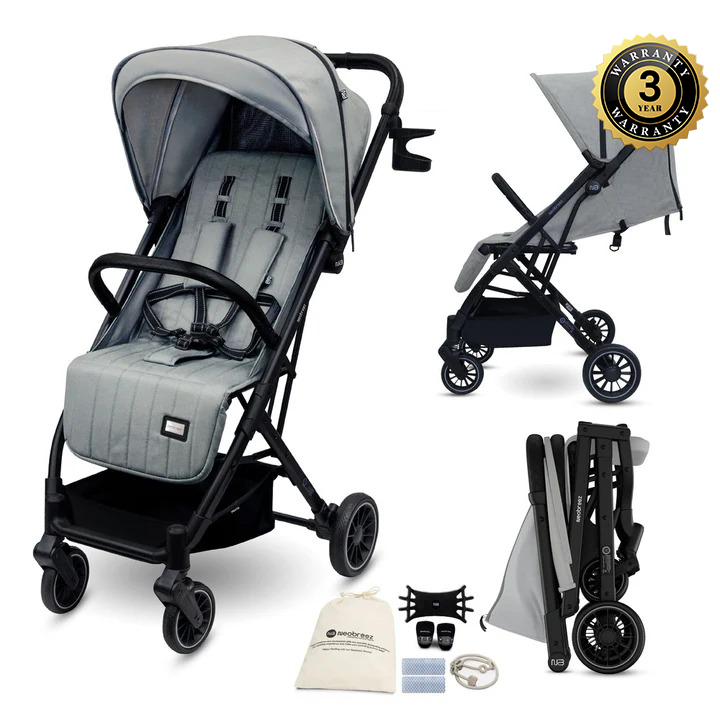 Neobreez Penta Compact Lightweight Travel Stroller with Cup Holder Medium Grey Neobreez Yallatoys