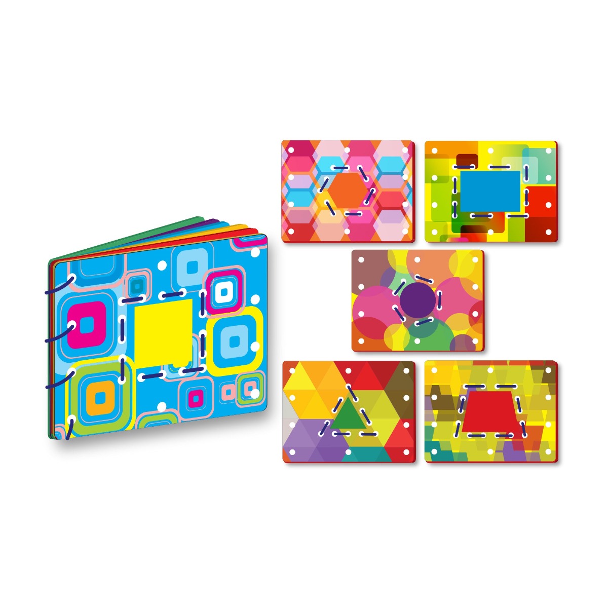 Wooden Geometric Shapes Lacing Toy