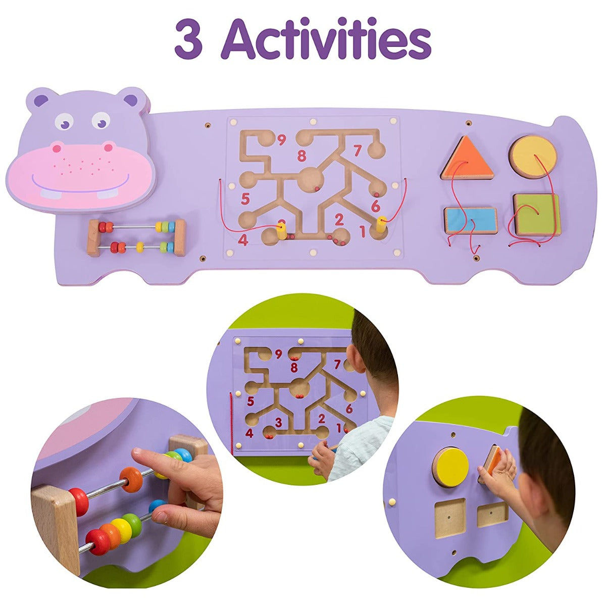 Wooden Hippo Wall Mounted Toy