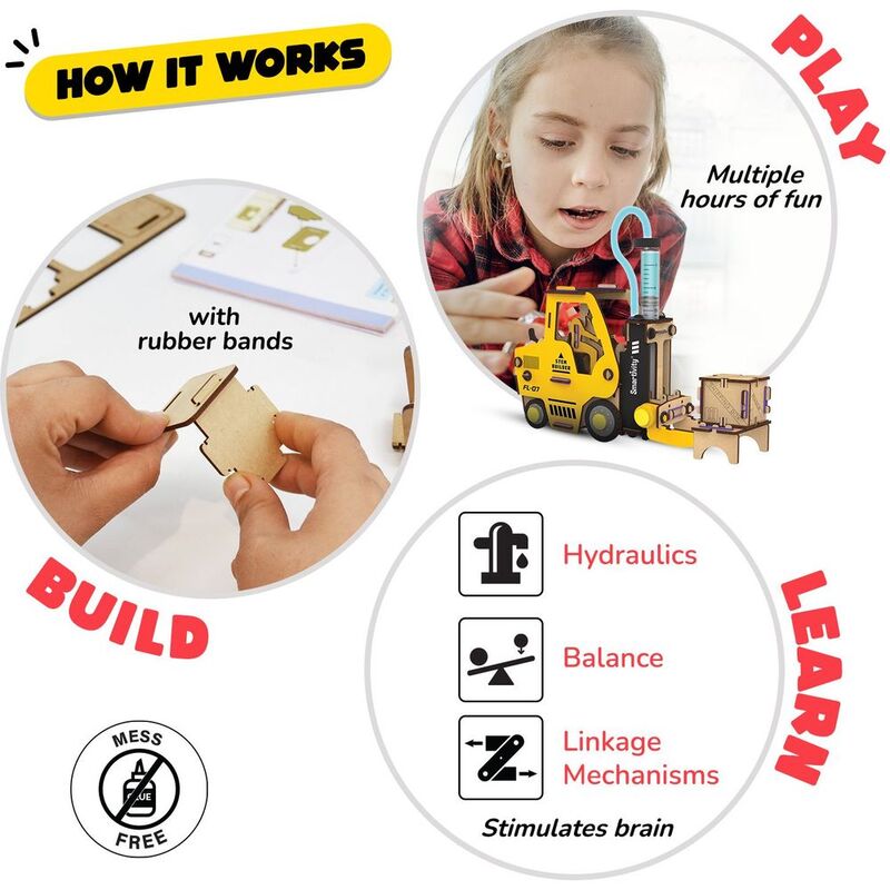 Wooden Hydraulic Forklift Engineering Set