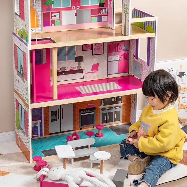 Wooden dollhouse toy for children