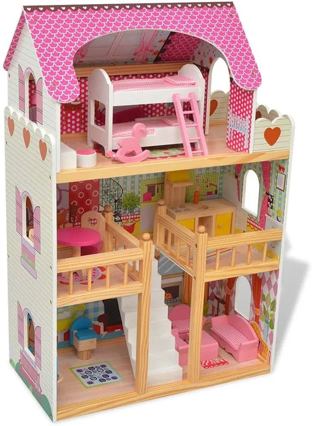 Wooden playset dollhouse for children