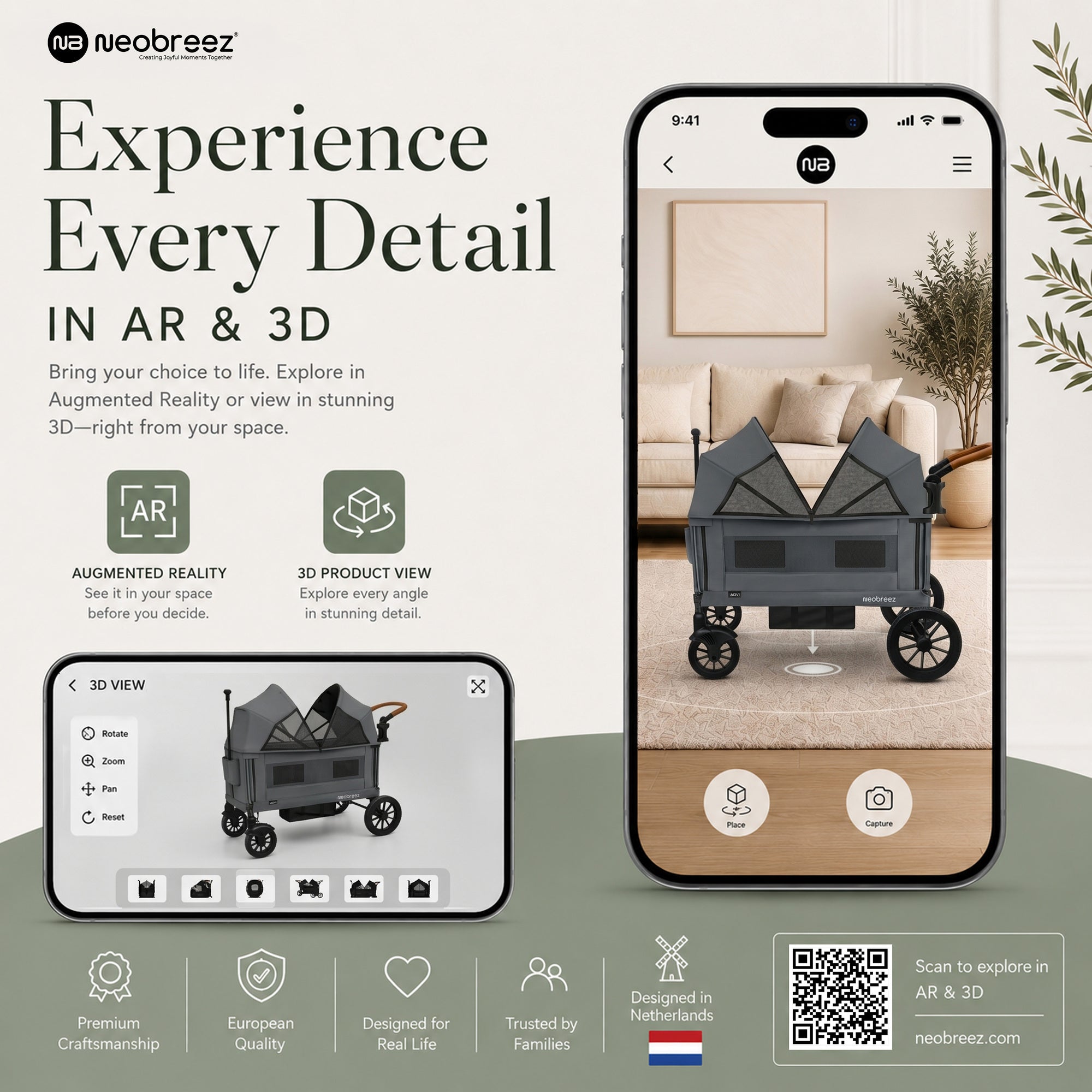 Neobreez Advi Wagon Cargo Push And Pull Foldable Double Stroller Dark Grey