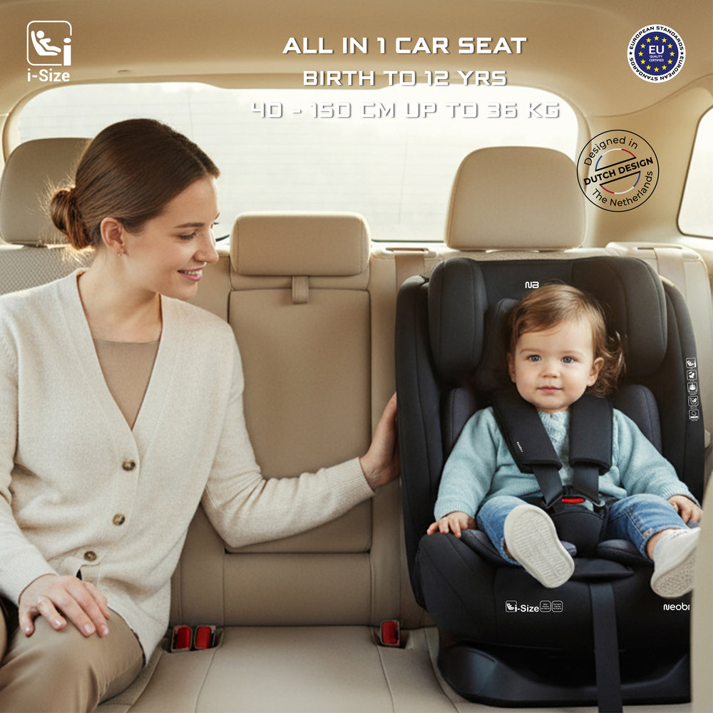 Neobreez i-Hepta i-Size All-In-1 Convertible Car Seat Black Gray